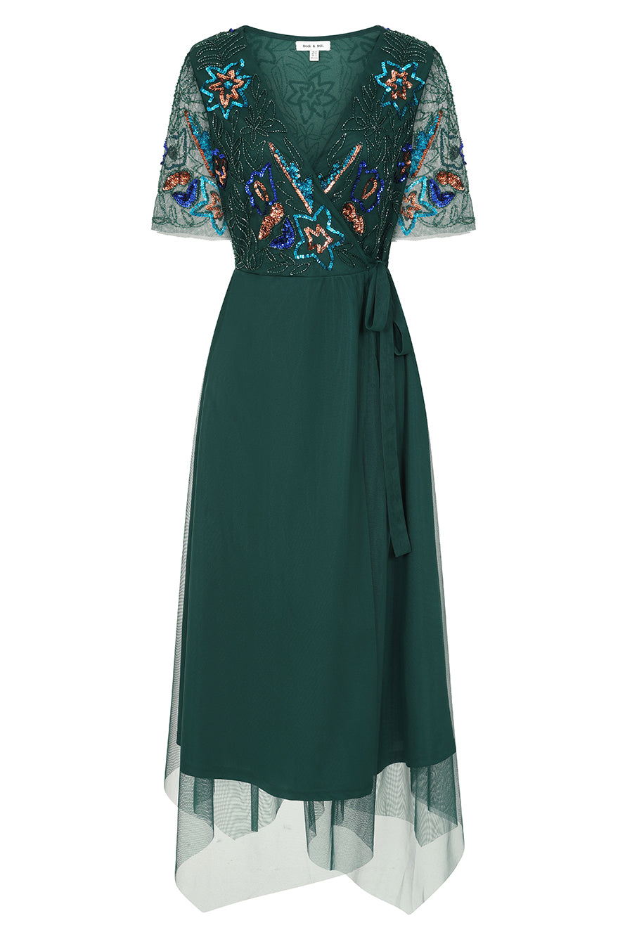green embellished midi dress Bright Green Warehouse Petite Hand Embellished Strappy Bias Midi Dress