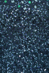 Paulina Deep Teal Sequin Cape Sleeve Maxi Dress 