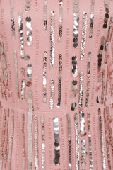 Peony pink embellished cape sleeve maxi dress with sheer long cape sleeves and cascading sequin detailing