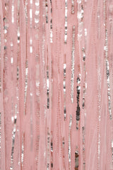 Peony pink embellished cape sleeve maxi dress with sheer long cape sleeves and cascading sequin detailing