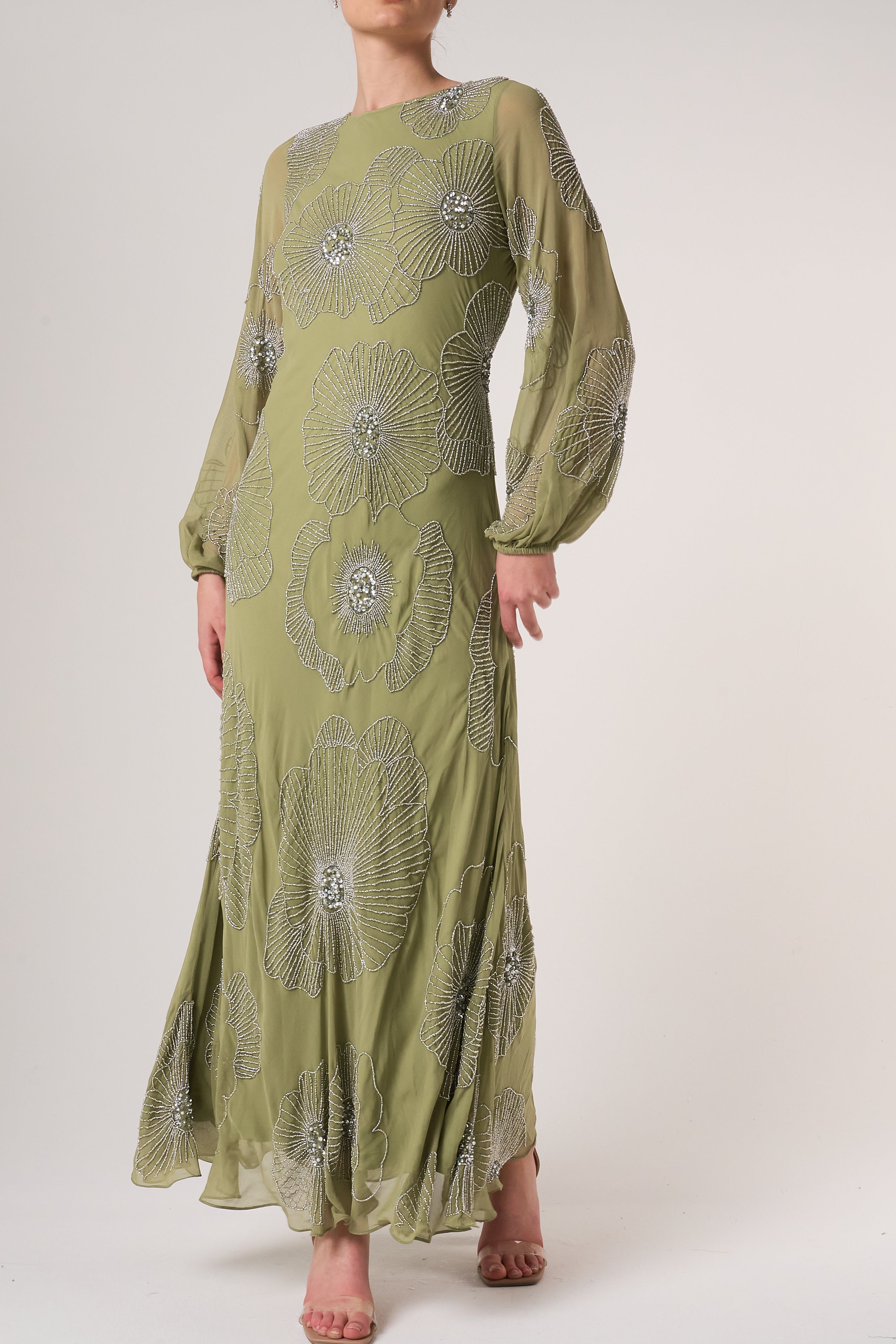 Phoebe Green Floral Embellished Maxi Dress Frock and Frill Phoebe Green Floral Embellished Maxi Dress Frock and Frill