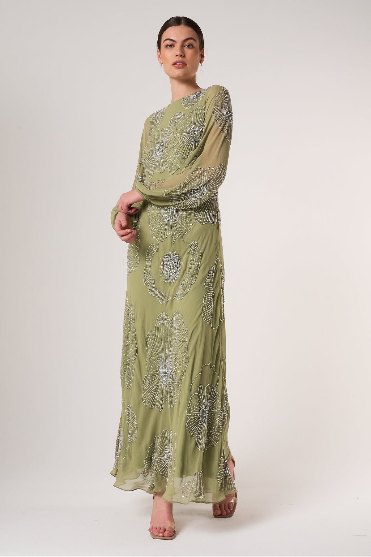 Phoebe Green Floral Embellished Maxi Dress Frock and Frill Phoebe Green Floral Embellished Maxi Dress Frock and Frill