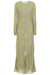 Phoebe Sage Green Floral Embellished Maxi Dress