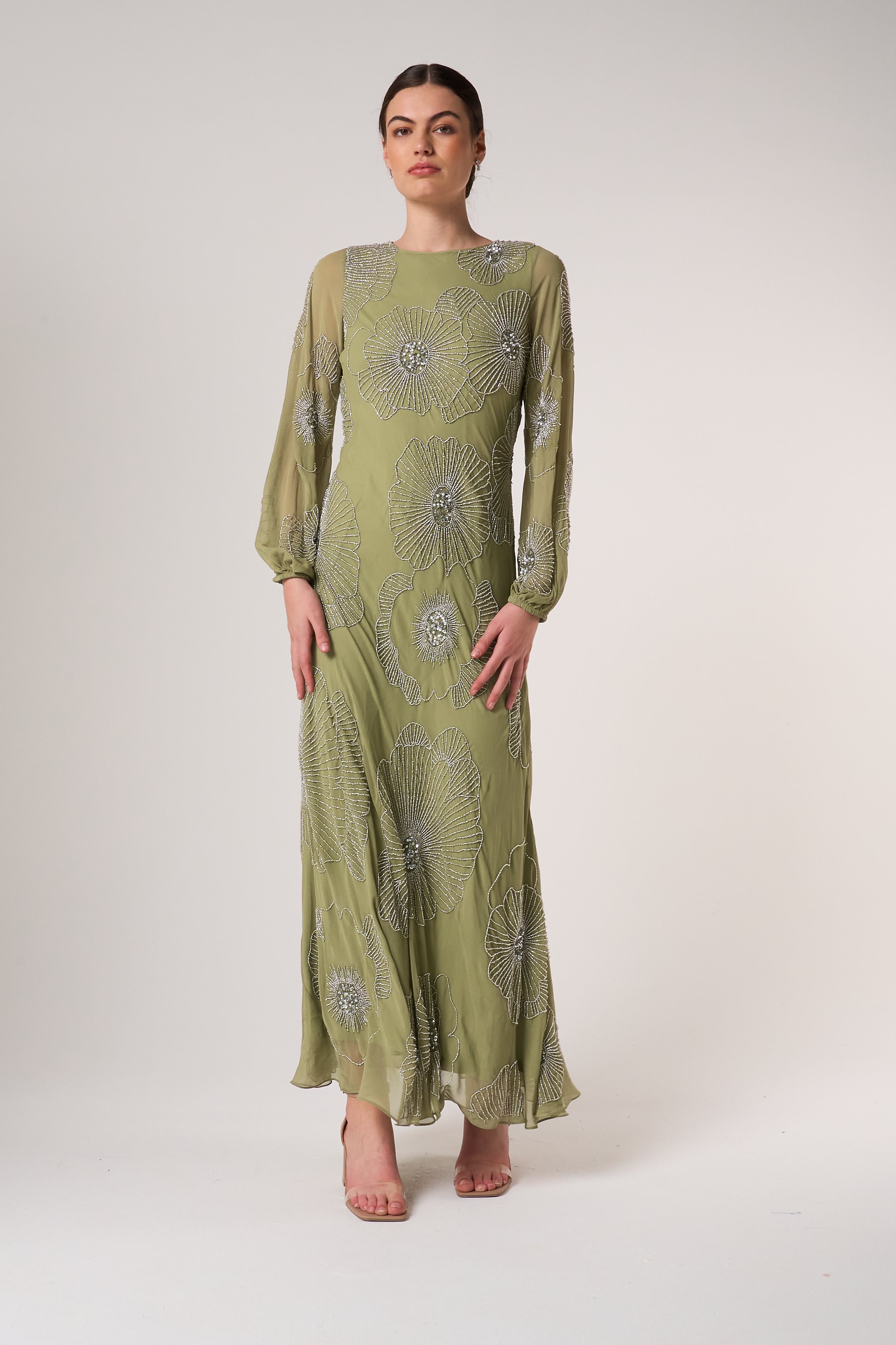 Phoebe Green Floral Embellished Maxi Dress Frock and Frill Phoebe Green Floral Embellished Maxi Dress Frock and Frill