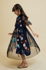 Cassidy Navy Floral Embroidered Dress