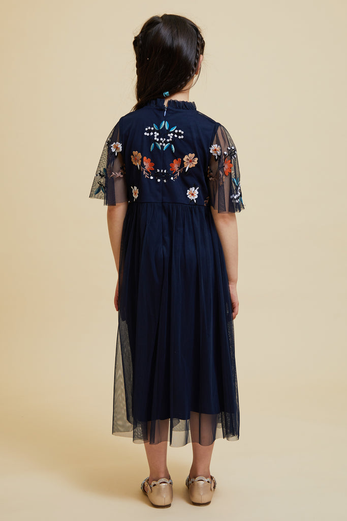 Cassidy Navy Floral Embroidered Dress