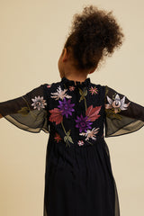 Addie Black Floral Embroidered Dress