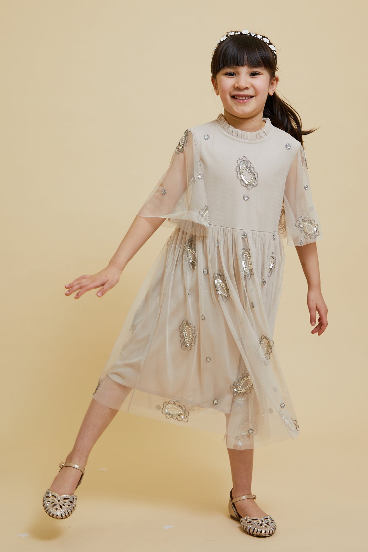 Aldina Cream Embellished Dress