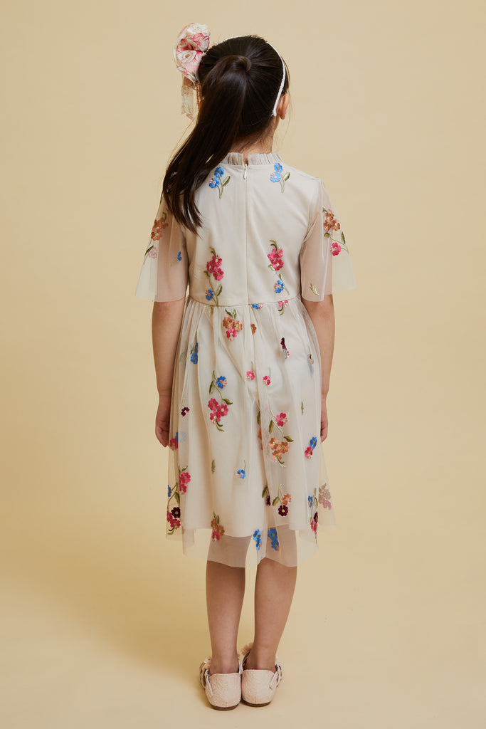 Cecily Cream Floral Embroidered Dress