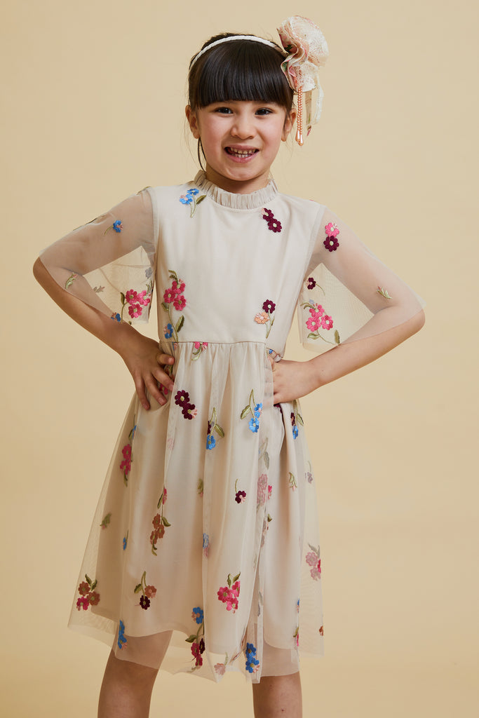 Cecily Cream Floral Embroidered Dress
