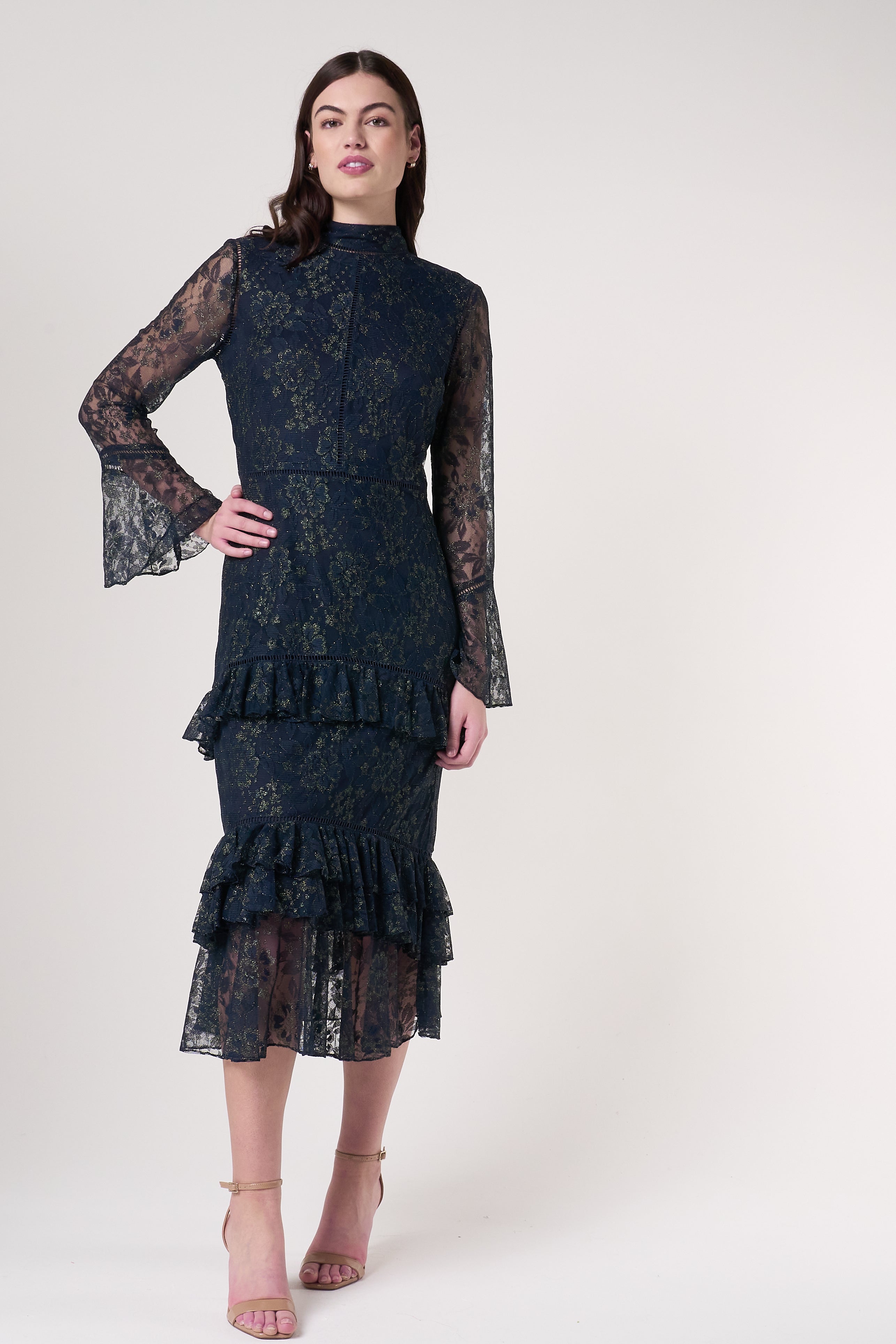 Raina Navy Lace Midi Dress Frock and Frill Raina Navy Lace Midi Dress Frock and Frill