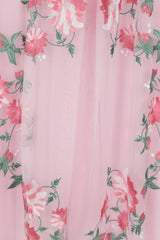 Raisa Pink Floral Embroidered Maxi Dress