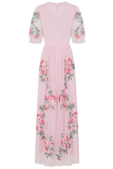 Raisa Pink Floral Embroidered Maxi Dress