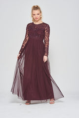 Rheanna Cornelli Sequin Maxi Dress - Burgundy