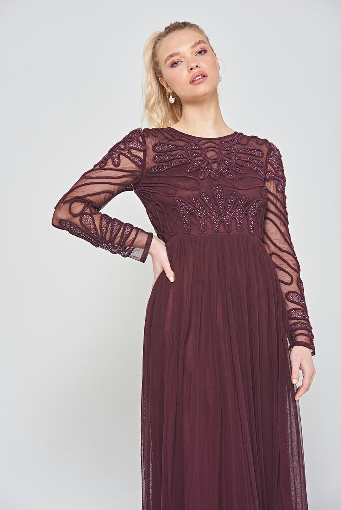 Rheanna Cornelli Sequin Maxi Dress - Burgundy
