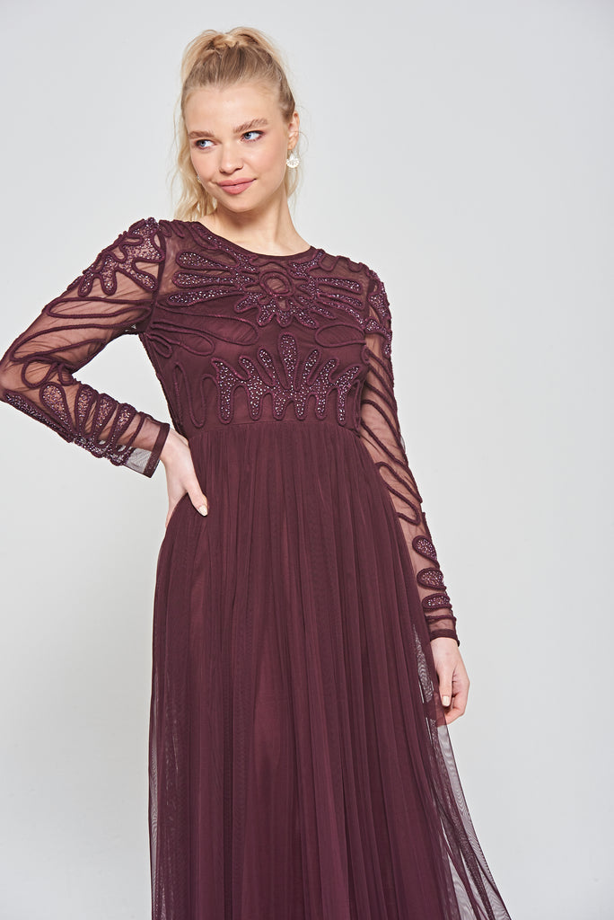 Rheanna Cornelli Sequin Maxi Dress - Burgundy