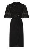 Rilian Black Cornelli Sequin Midi Dress