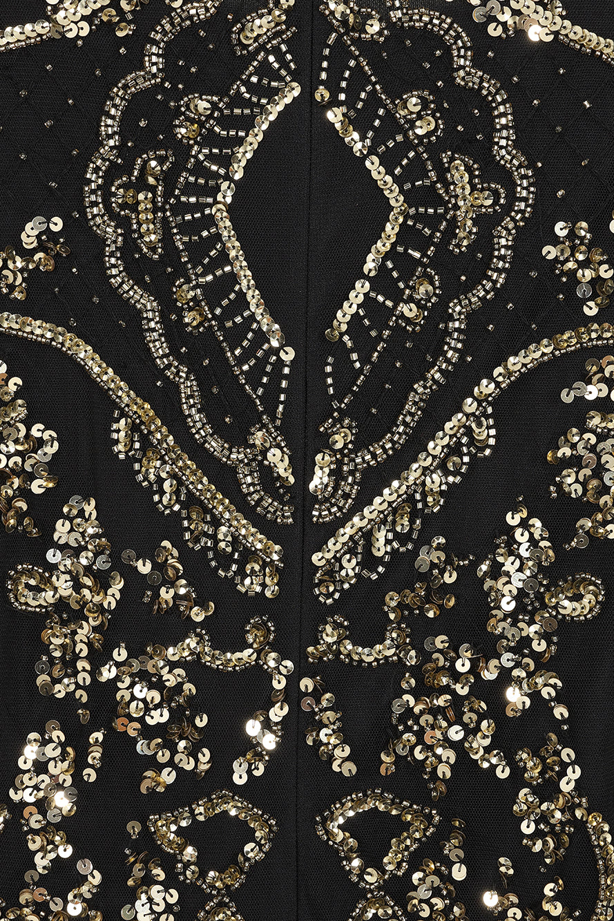 Roberta Black Embellished Maxi Dress