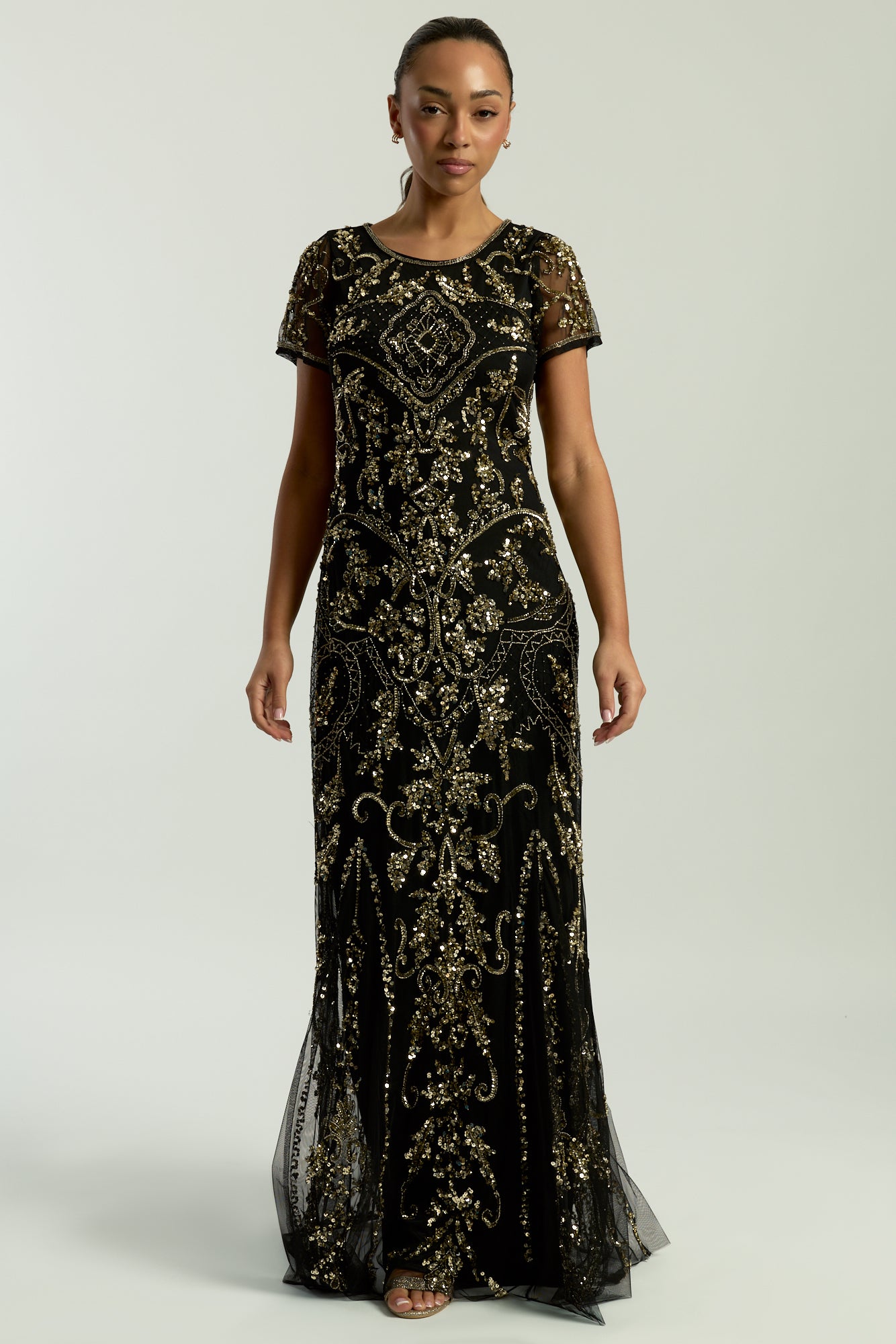 Roberta Black Embellished Maxi Dress