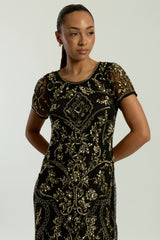 Roberta Black Embellished Maxi Dress