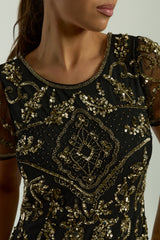 Roberta Black Embellished Maxi Dress