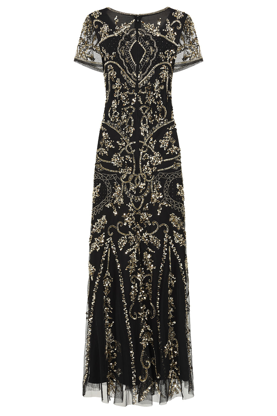 Roberta Black Embellished Maxi Dress