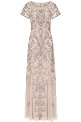 Roberta Embellished Maxi Dress - Nude