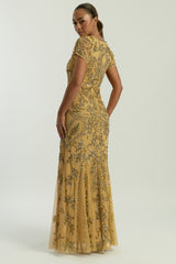 Roberta Gold Embellished Maxi Dress 