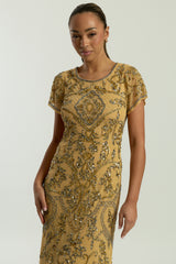 Roberta Gold Embellished Maxi Dress 
