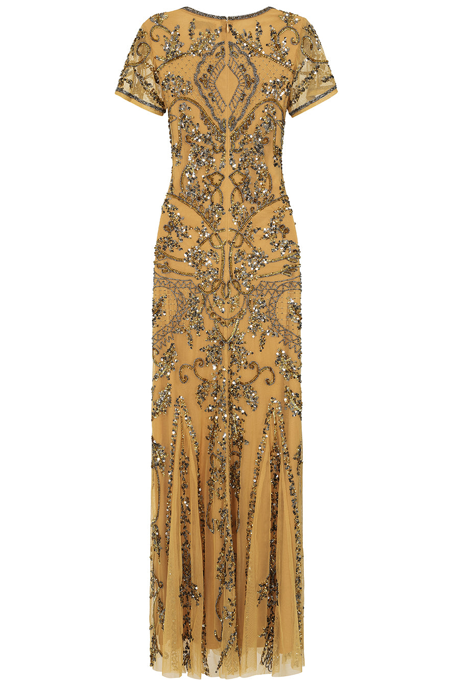 Roberta Gold Embellished Maxi Dress 