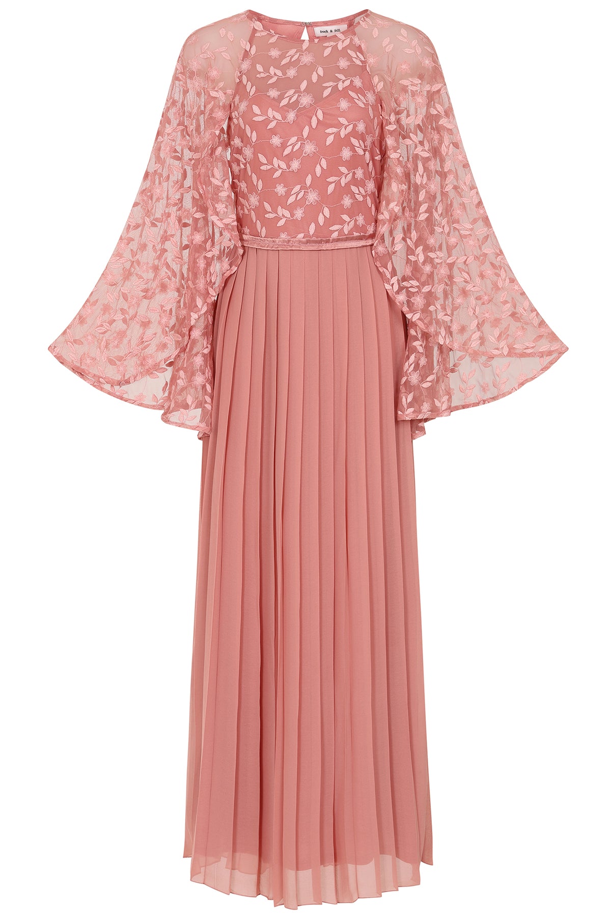 Roisin Blush Embroidered Cape Sleeve Maxi Dress – Frock and Frill