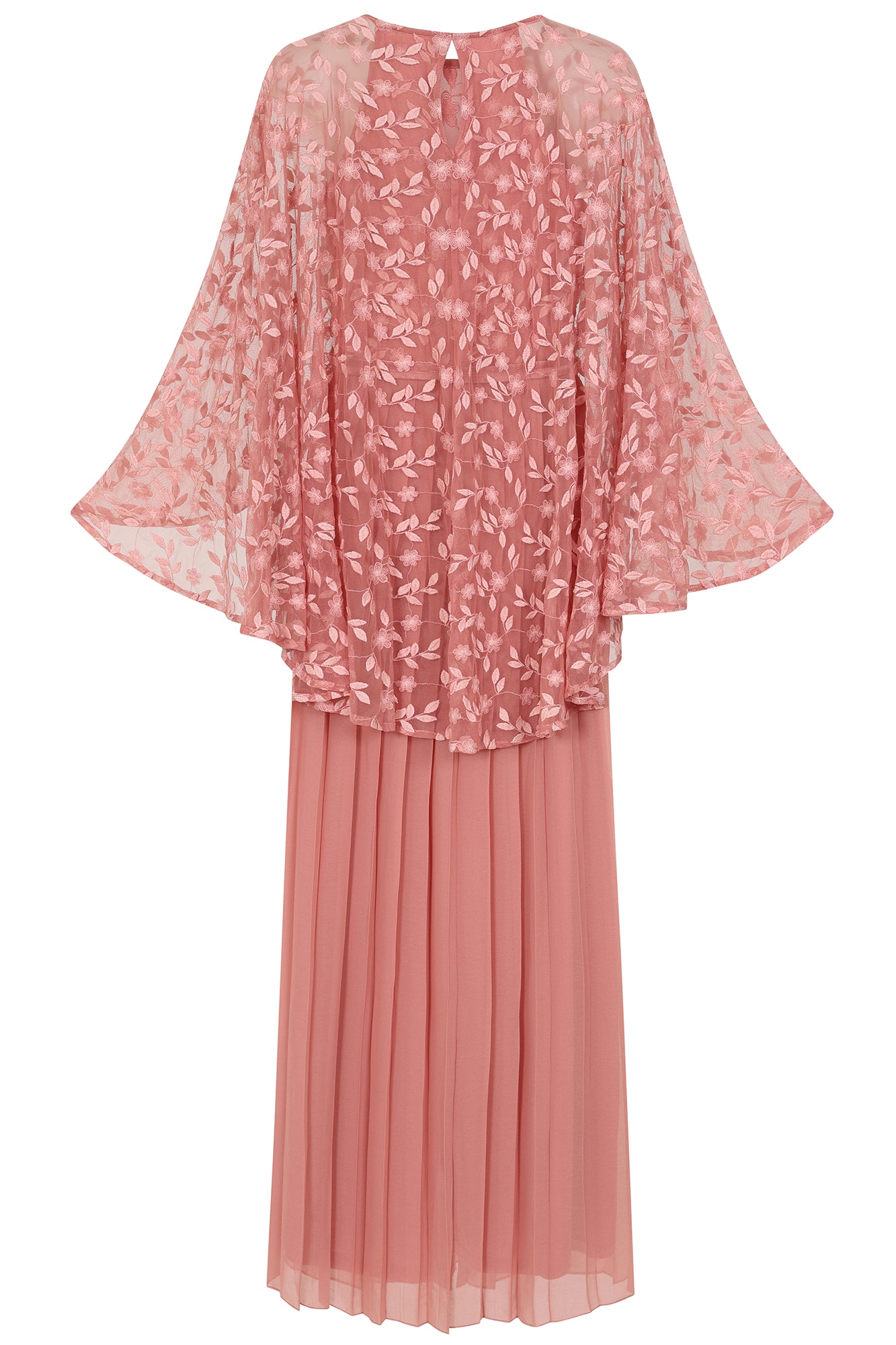 Roisin Blush Embroidered Cape Sleeve Maxi Dress