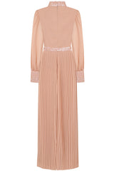 Rosa Sequin Maxi Dress with Pleated Skirt - Blush 