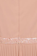 Rosa Sequin Maxi Dress with Pleated Skirt - Blush 