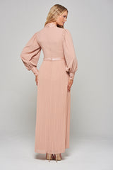 Rosa Sequin Maxi Dress with Pleated Skirt - Blush 