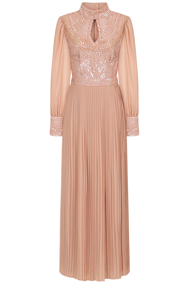 LACE & BEADS Rose Shoulder Midaxi Dress in Pink
