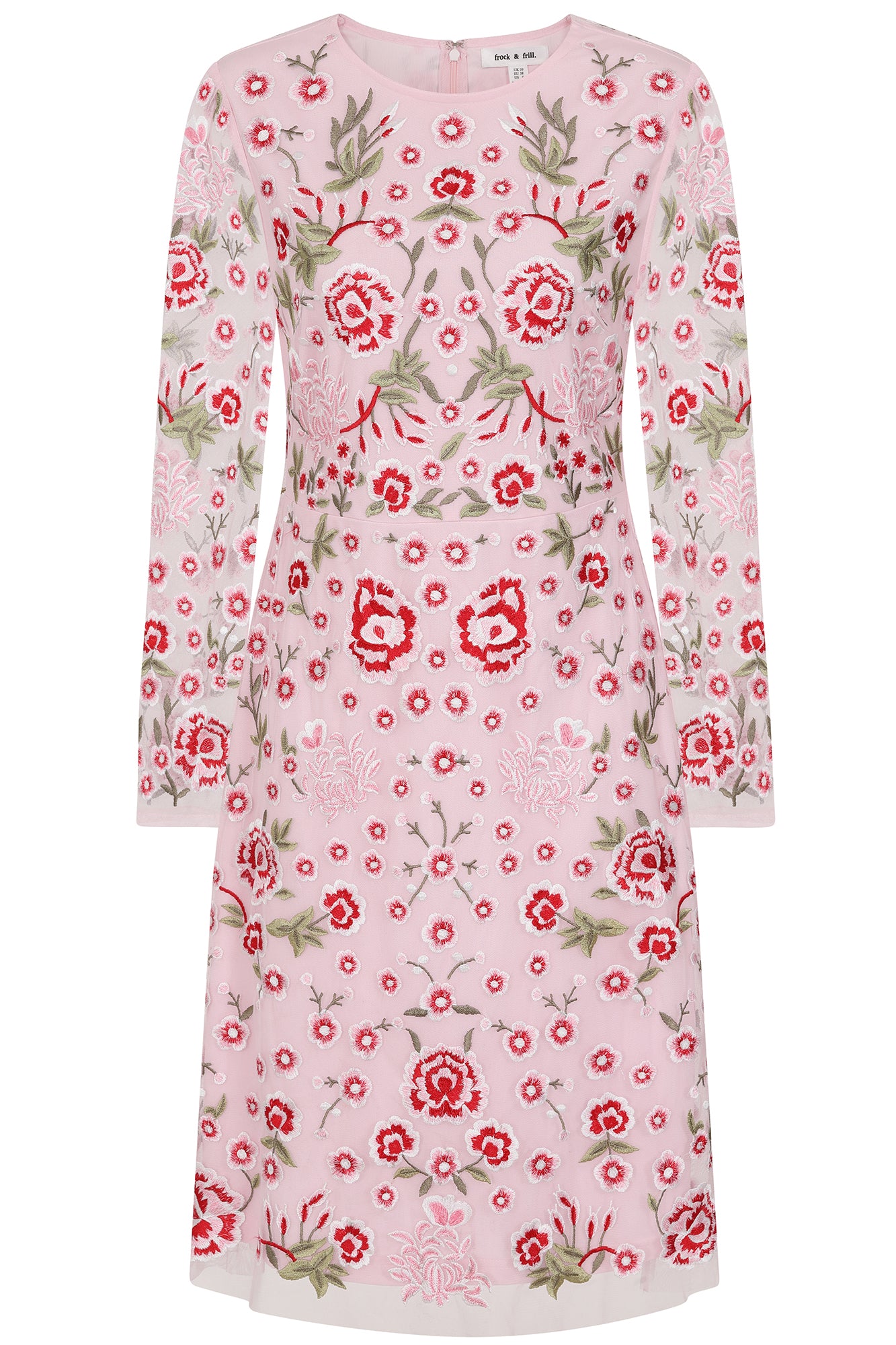 Rosalia Pink Floral Embroidered Shift Dress Frock and Frill Rosalia Pink Floral Embroidered Shift Dress Frock and Frill