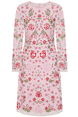 Rosalia Pink Floral Embroidered Shift Dress