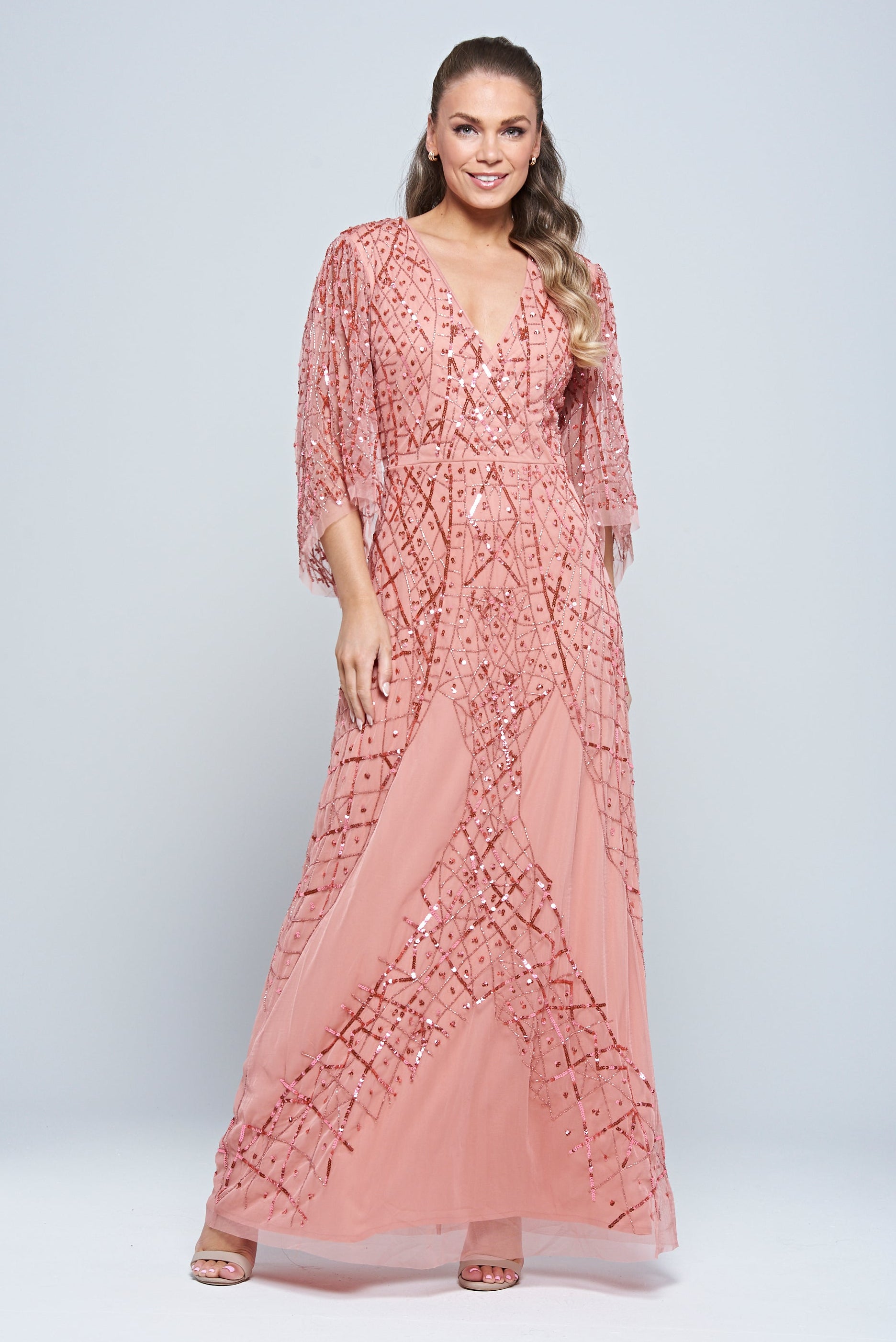 Rosalina Pink Embellished Maxi Dress Frock and Frill Rosalina Pink Embellished Maxi Dress Frock and Frill