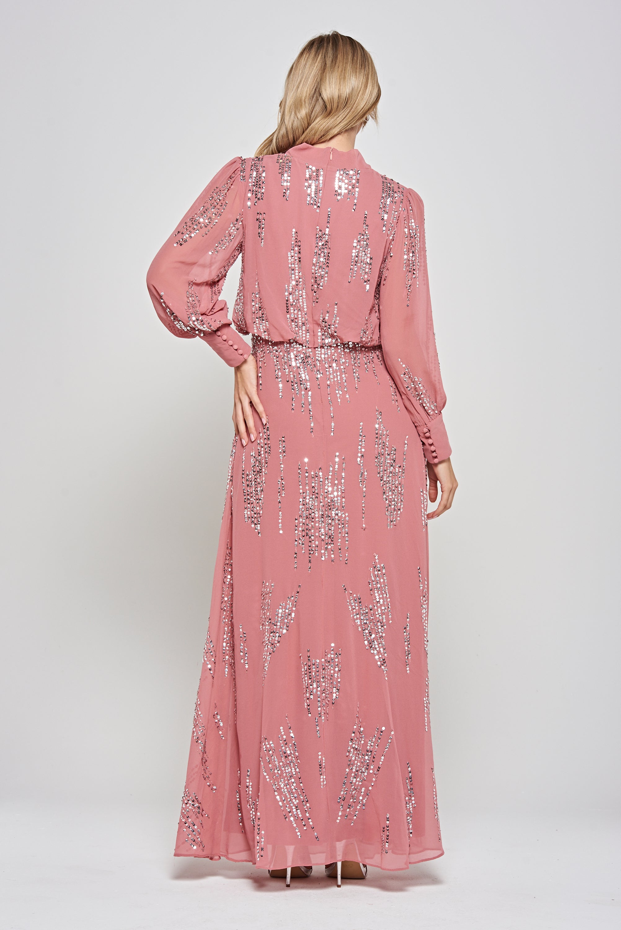 Rosamond Rose Pink Sequin Maxi Dress