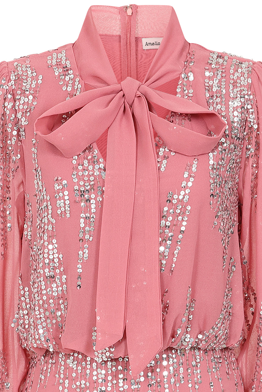 Rosamond Rose Pink Sequin Maxi Dress