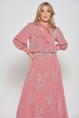 Rosamond Rose Pink Sequin Maxi Dress
