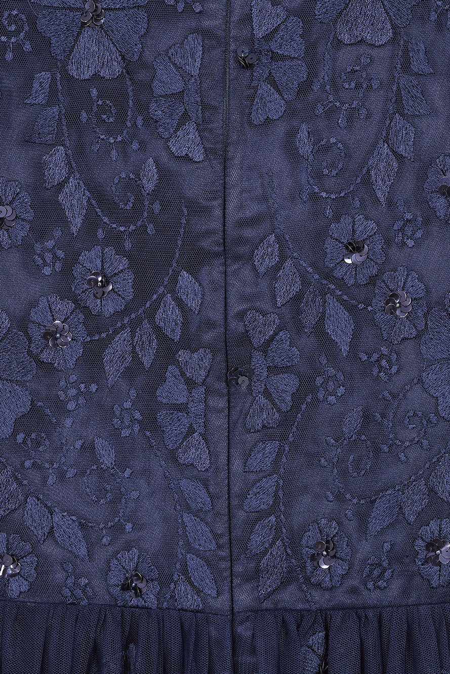 Rowen Navy Embroidered Midaxi Dress