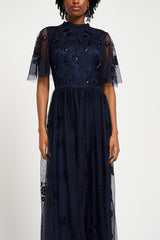 Rowen Navy Embroidered Midaxi Dress