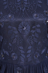 Rowen Navy Embroidered Midaxi Dress