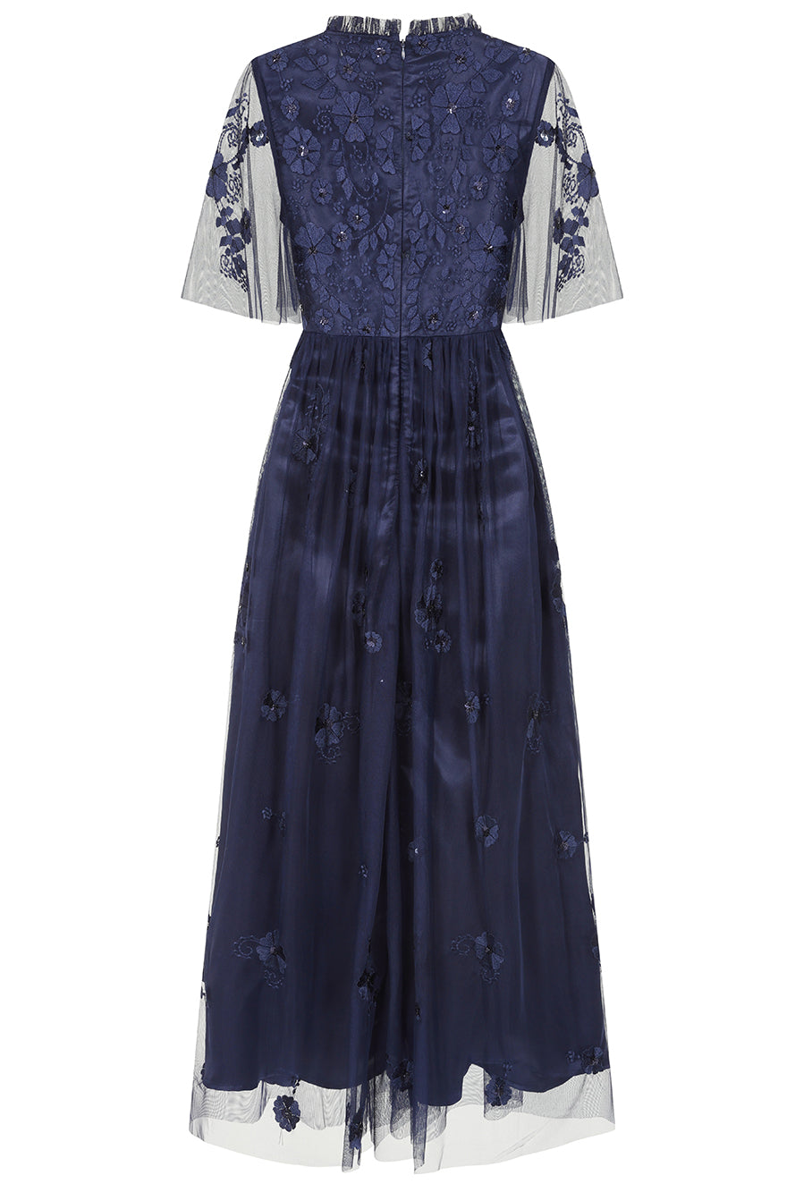 Rowen Navy Embroidered Midaxi Dress