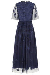 Rowen Navy Embroidered Midaxi Dress