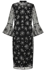 Roxanna Black Embellished Midi Dress