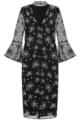 Roxanna Black Embellished Midi Dress