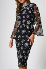 Roxanna Black Embellished Midi Dress